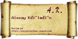 Alexay Kálmán névjegykártya